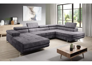 Rohová rozkládací sedačka do U SINGER, pravá, šedá