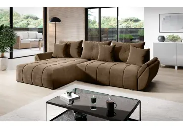 Rohová rozkládací sedačka JORDAN, hnědá