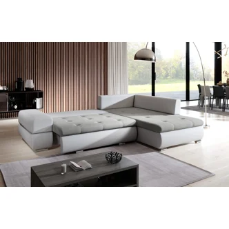 Rohová rozkládací sedačka LYKIE, hnědá/bílá