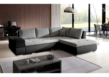 Rohová rozkládací sedačka LYKIE, světle šedá/černá