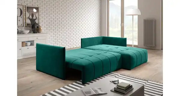 Rohová rozkládací sedačka NECBLOJA, zelená