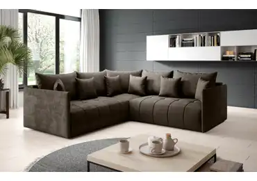 Rohová rozkládací sedačka PURDY L, hnědá