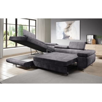 Rohová rozkládací sedačka SINGER L, levá, černá