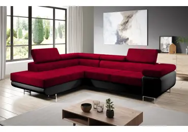Rohová rozkládací sedačka SINGER L, levá, červená/černá