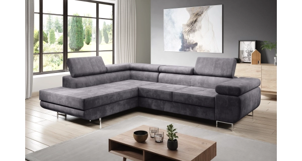 Rohová rozkládací sedačka SINGER L, levá, šedá