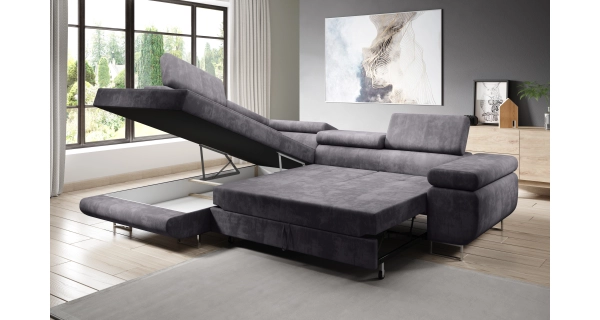 Rohová rozkládací sedačka SINGER L, levá, šedá