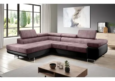 Rohová rozkládací sedačka SINGER L, levá, starorůžová/černá