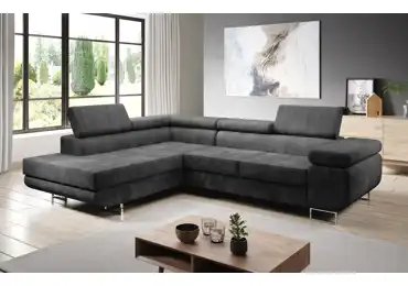 Rohová rozkládací sedačka SINGER L, levá, tmavě šedá