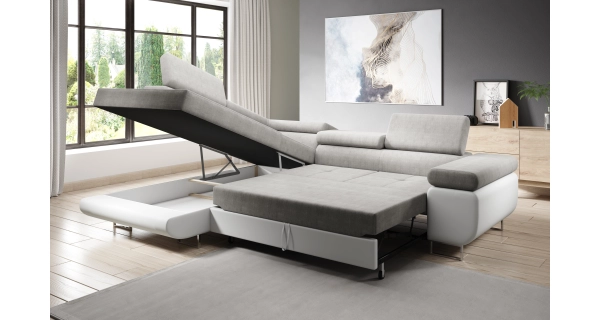 Rohová rozkládací sedačka SINGER L, levá, zelená/černá