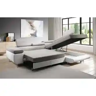 Rohová rozkládací sedačka SINGER L, pravá, červená/bílá