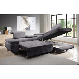 Rohová rozkládací sedačka SINGER L, pravá, červená