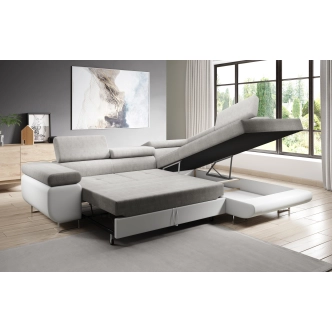 Rohová rozkládací sedačka SINGER L, pravá, hořčicová/černá