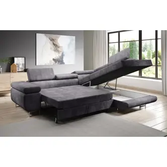 Rohová rozkládací sedačka SINGER L, pravá, hořčicová