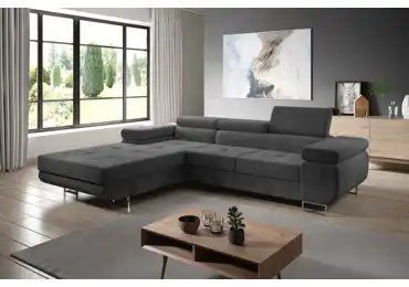 Rohová rozkládací sedačka SINGER, levá, černošedá