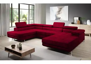 Rohová rozkládací sedačka SINGER U, levá, červená