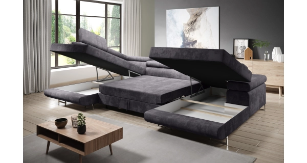 Rohová rozkládací sedačka SINGER U, levá, šedá