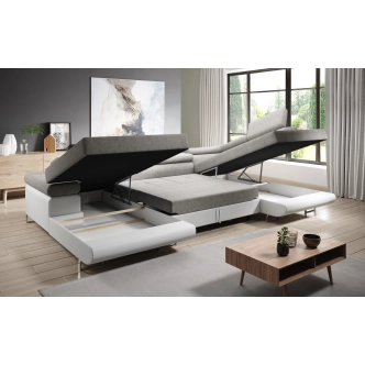 Rohová rozkládací sedačka SINGER U, pravá, tyrkysová/černá