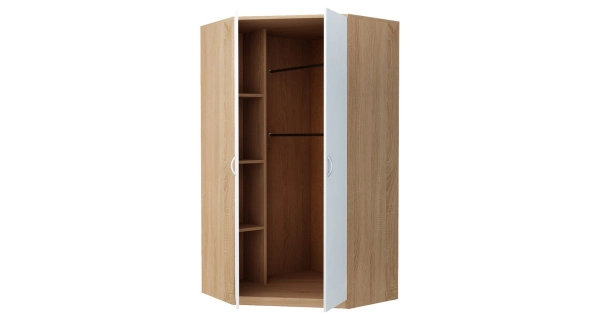 Rohová šatní skříň NECHBET, dub sonoma/bílá