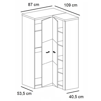 Rohová šatní skříň PULCHERIA, dub ribbeck