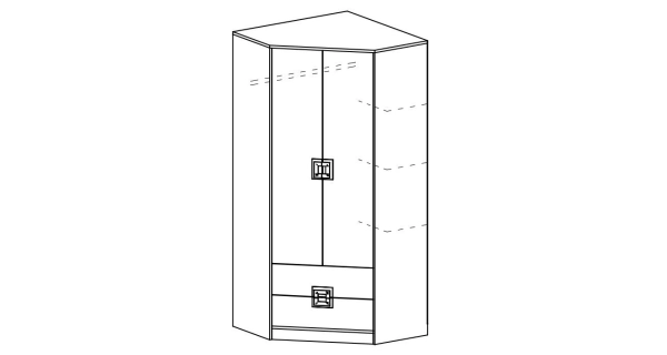 Rohová šatní skříň UWARA, dub jasný/bílá/popel