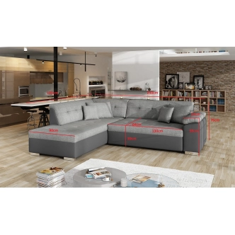 Rohová sedačka AFRAB, šedá látka/tmavě šedá ekokůže, levá