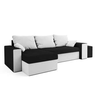 Rohová sedačka AGUDONG s taburety, černá/bílá