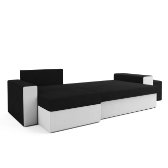 Rohová sedačka AGUDONG s taburety, černá/bílá