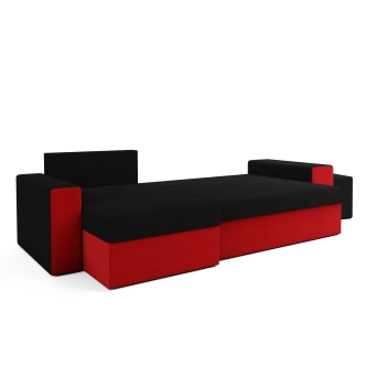 Rohová sedačka AGUDONG s taburety, černá/červená