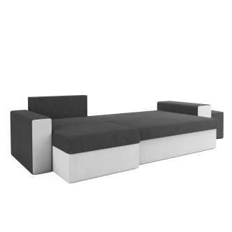 Rohová sedačka AGUDONG s taburety, šedá/bílá