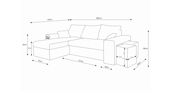 Rohová sedačka AGUDONG s taburety, šedá/černá