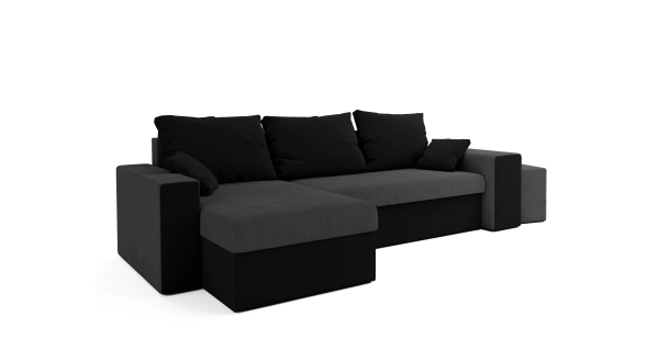 Rohová sedačka AGUDONG s taburety, šedá/černá