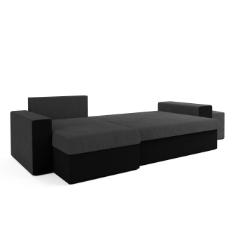 Rohová sedačka AGUDONG s taburety, šedá/černá