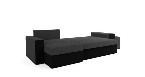 Rohová sedačka AGUDONG s taburety, šedá/černá