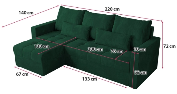 Rohová sedačka ALISTAIR L, zelená MI09