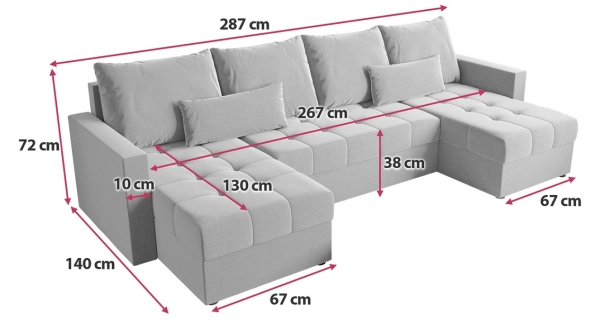 Rohová sedačka ALISTAIR U, světle šedá SAW21