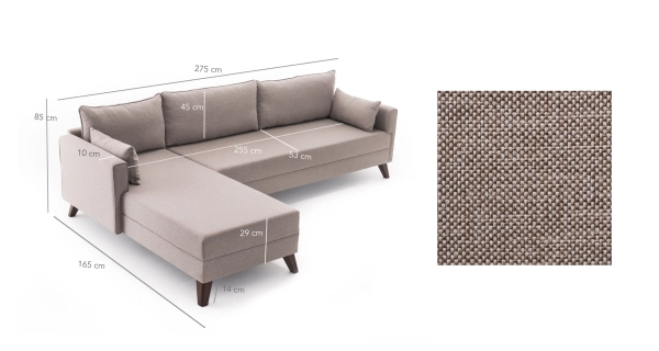 Rohová sedačka AMARA 1, levá, krémová