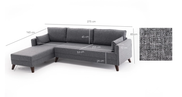 Rohová sedačka AMARA 1, levá, šedá