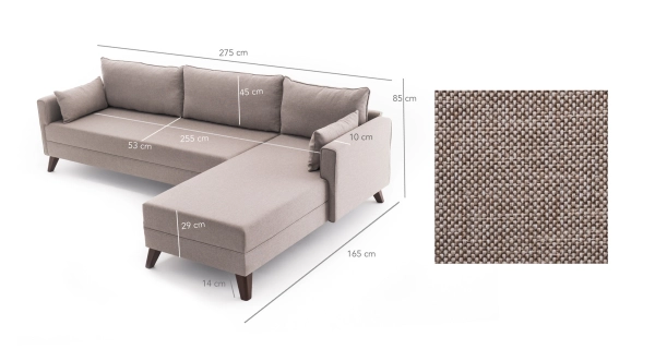 Rohová sedačka AMARA 1, pravá, krémová