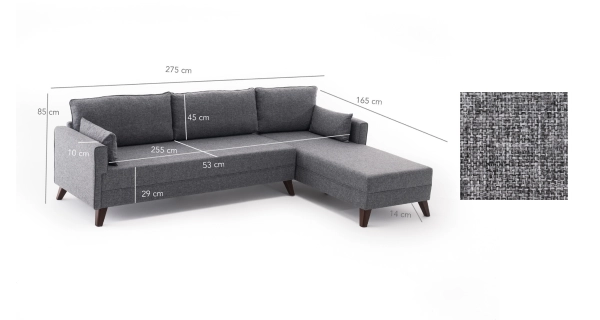 Rohová sedačka AMARA 1, pravá, šedá