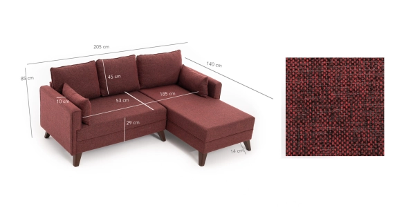 Rohová sedačka AMARA 2, pravá, claret červená