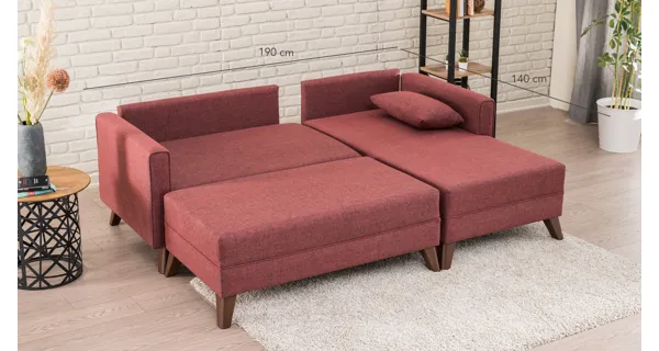 Rohová sedačka AMARA 2, pravá, claret červená