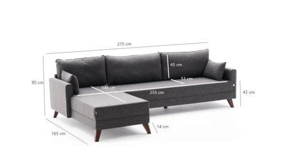 Rohová sedačka AMARA, levá, antracit