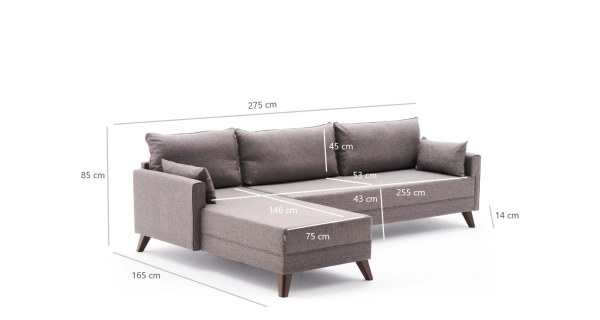 Rohová sedačka AMARA, levá, hnědá