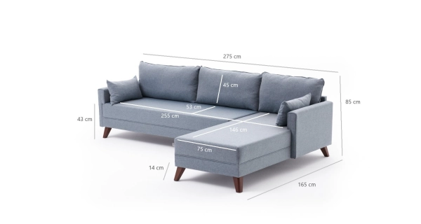 Rohová sedačka AMARA, levá, modrá