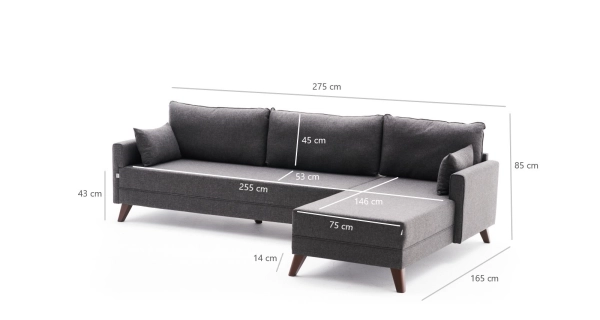 Rohová sedačka AMARA, pravá, antracit