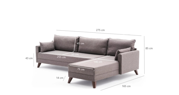 Rohová sedačka AMARA, pravá, hnědá