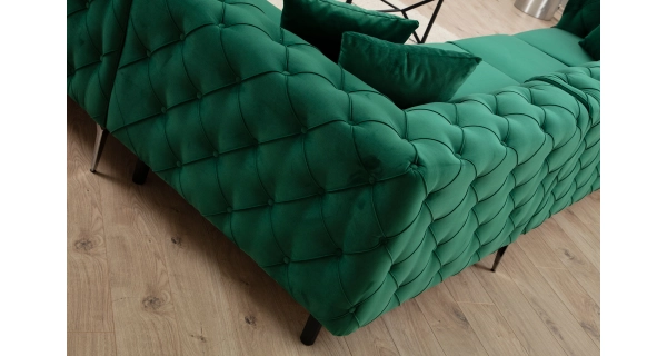 Rohová sedačka ANNA, levá, zelená