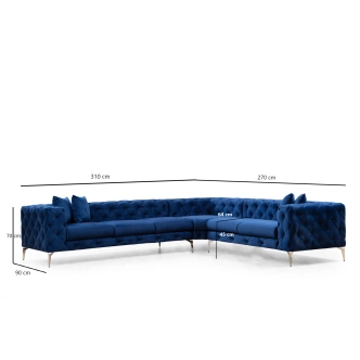 Rohová sedačka ANNA, pravá, námořnická modrá