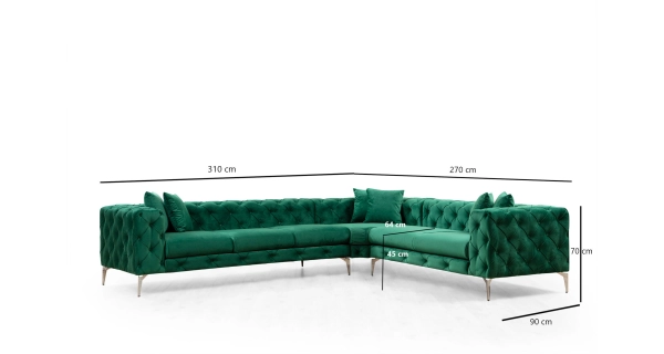 Rohová sedačka ANNA, pravá, zelená