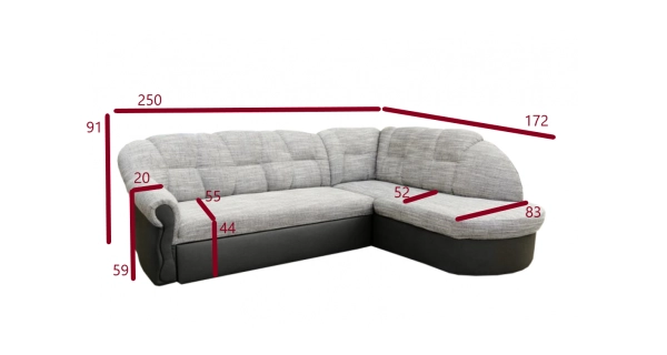 Rohová sedačka ARCHUN, černá látka/černá ekokůže, levá